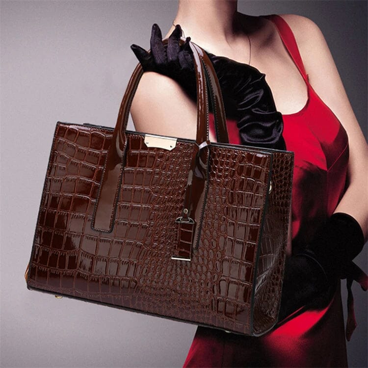 Sac à main en cuir imprimé crocodile New York