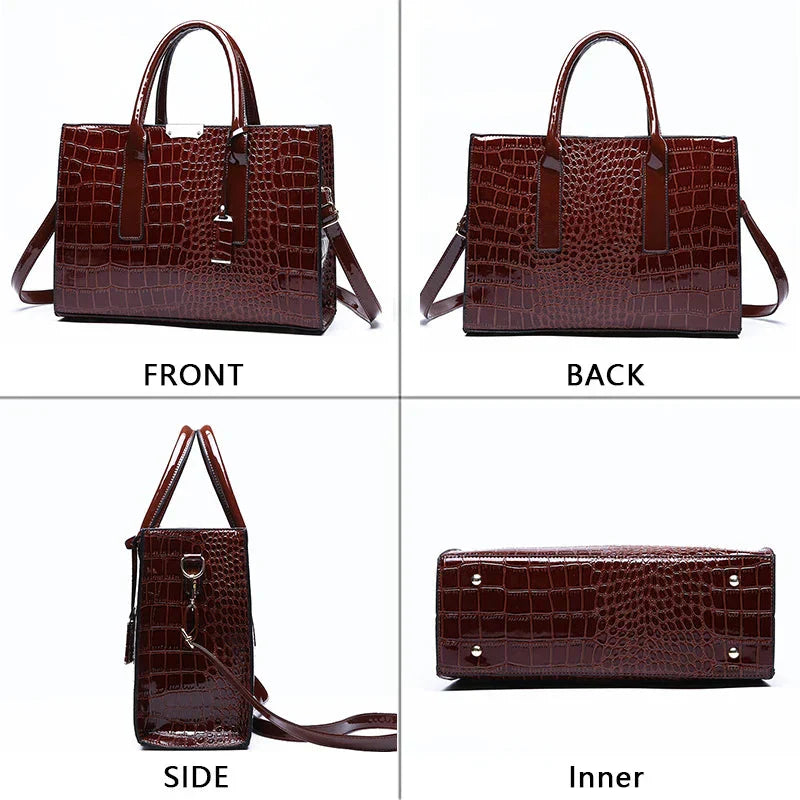 Sac à main en cuir imprimé crocodile New York
