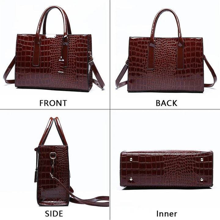 Sac à main en cuir imprimé crocodile New York