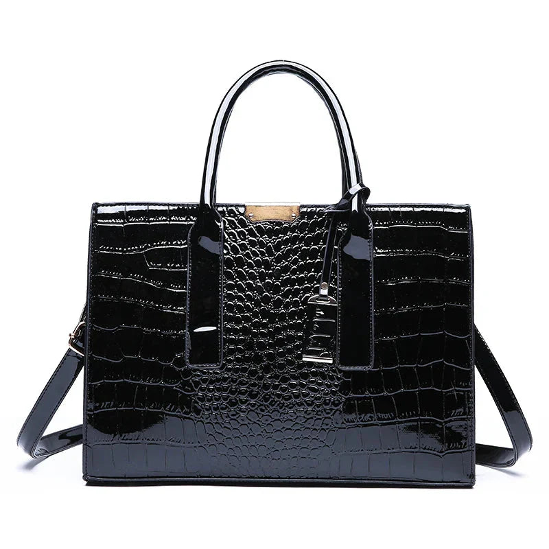 Sac à main en cuir imprimé crocodile New York
