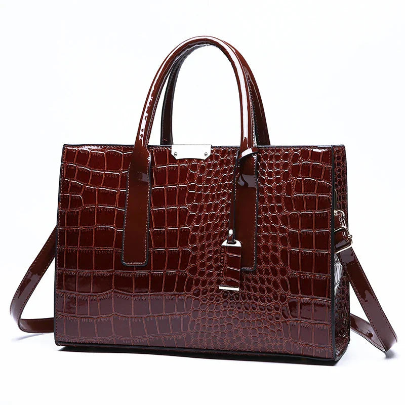 Sac à main en cuir imprimé crocodile New York