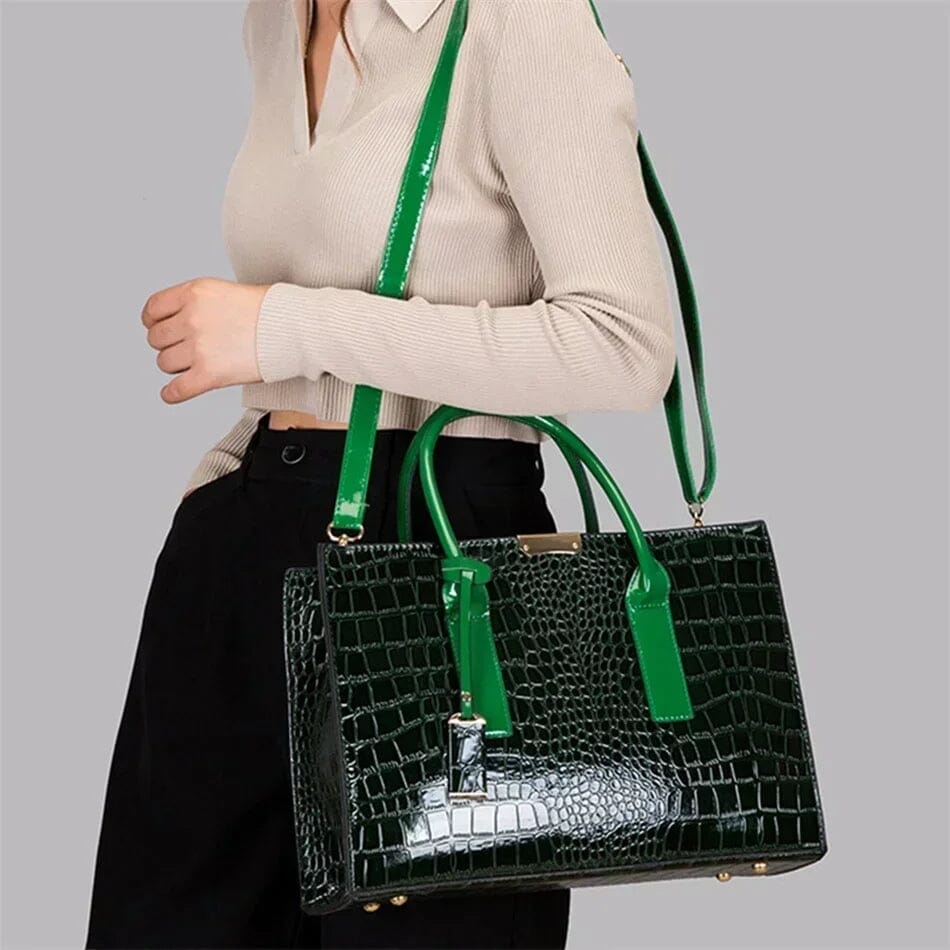 Sac à main en cuir imprimé crocodile New York