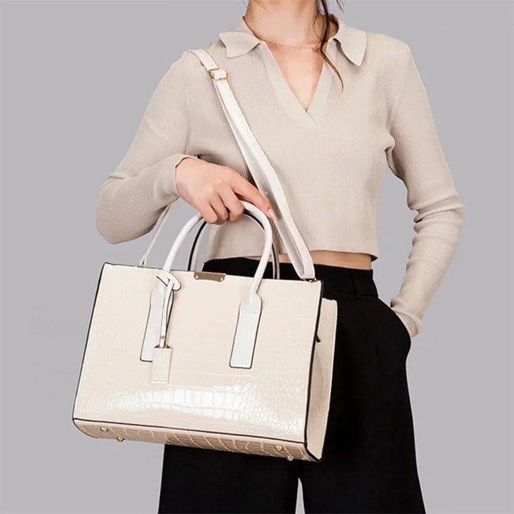 Sac à main en cuir imprimé crocodile New York