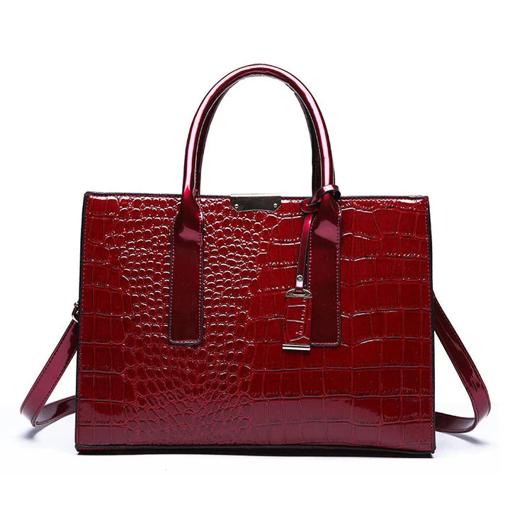 Sac à main en cuir imprimé crocodile New York
