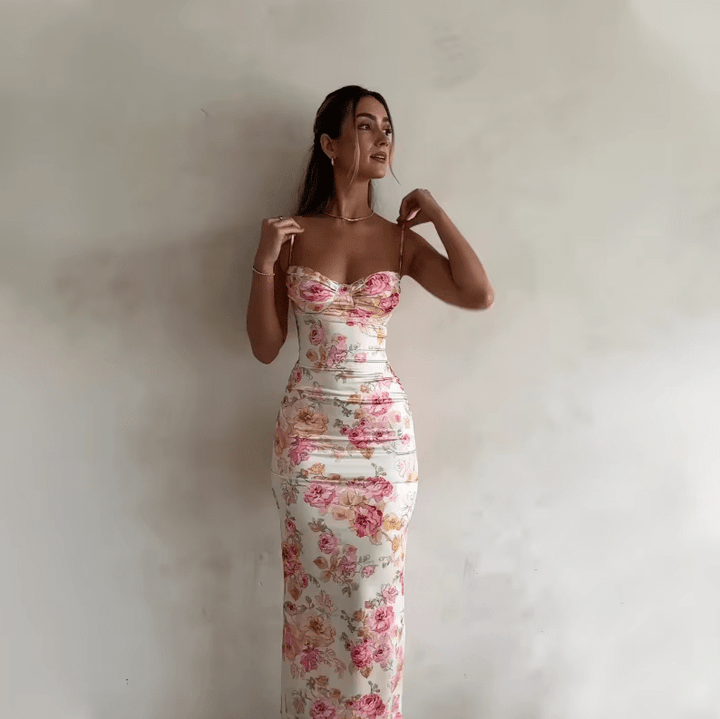 Beau | Robe maxi d'été avec imprimé floral