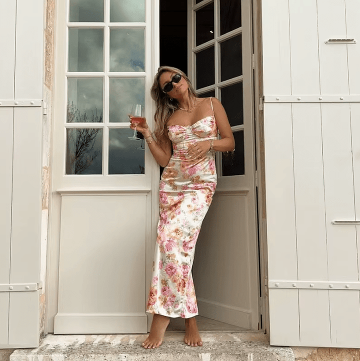 Beau | Robe maxi d'été avec imprimé floral