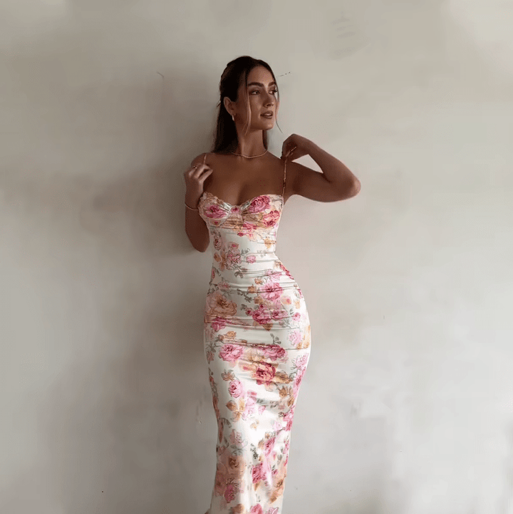 Beau | Robe maxi d'été avec imprimé floral