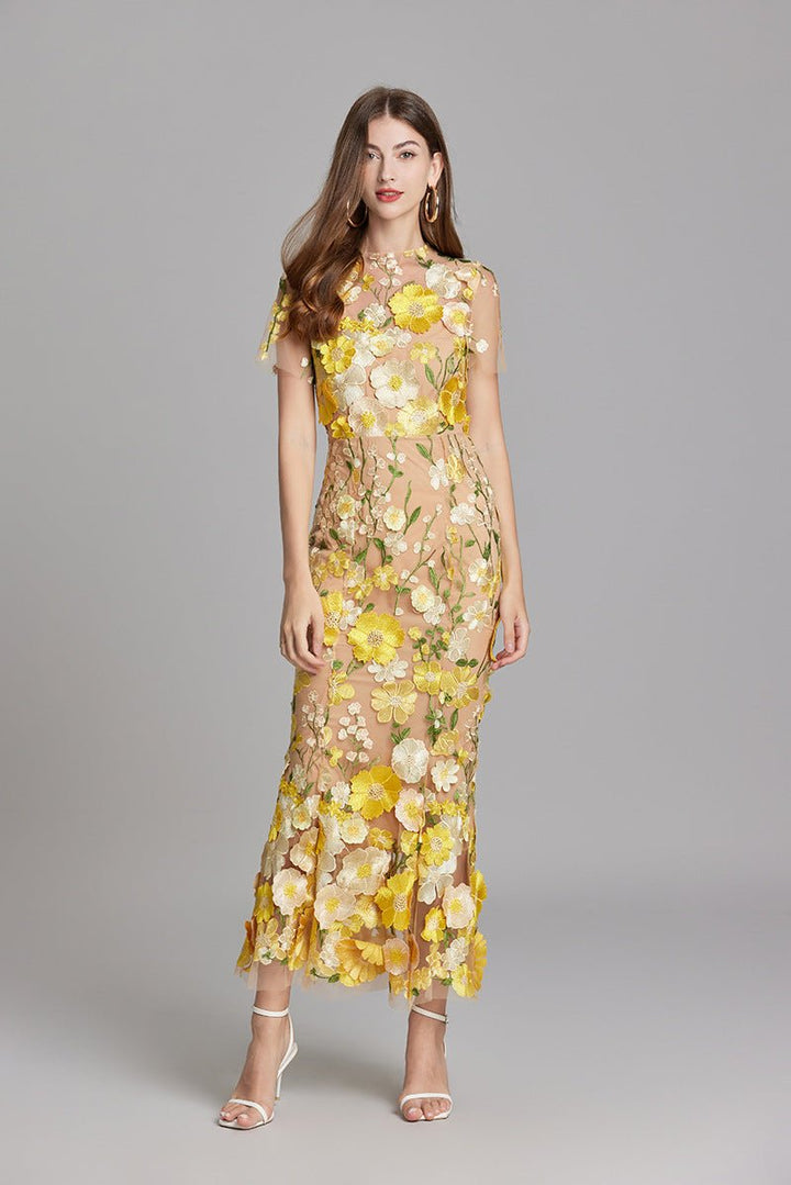 Sophia™ | Robe Midi Élégante avec Motif Floral