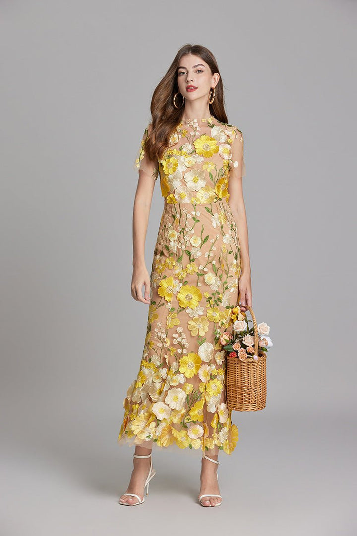 Sophia™ | Robe Midi Élégante avec Motif Floral