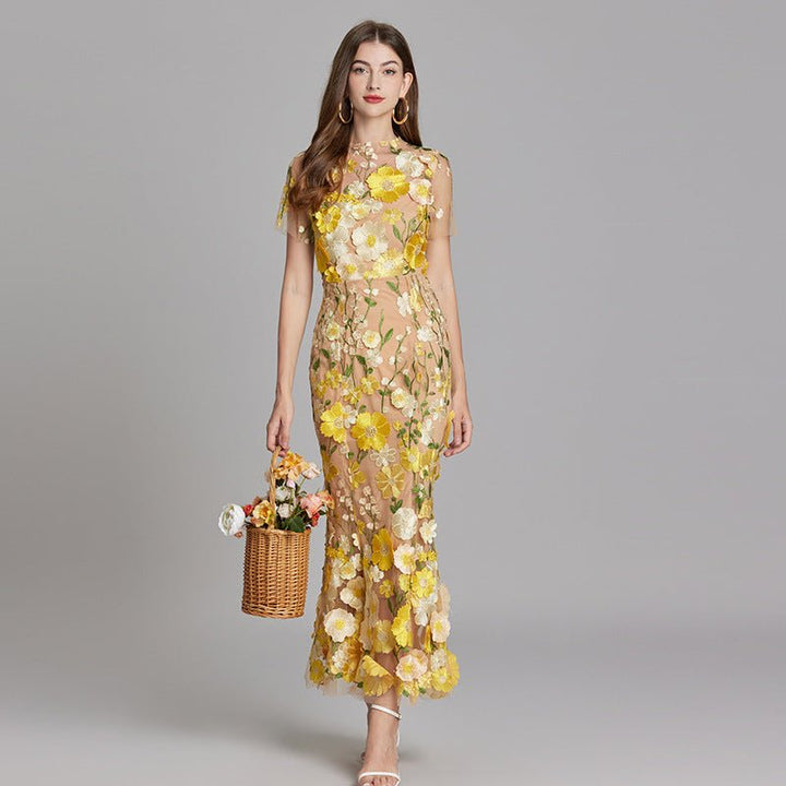 Sophia™ | Robe Midi Élégante avec Motif Floral