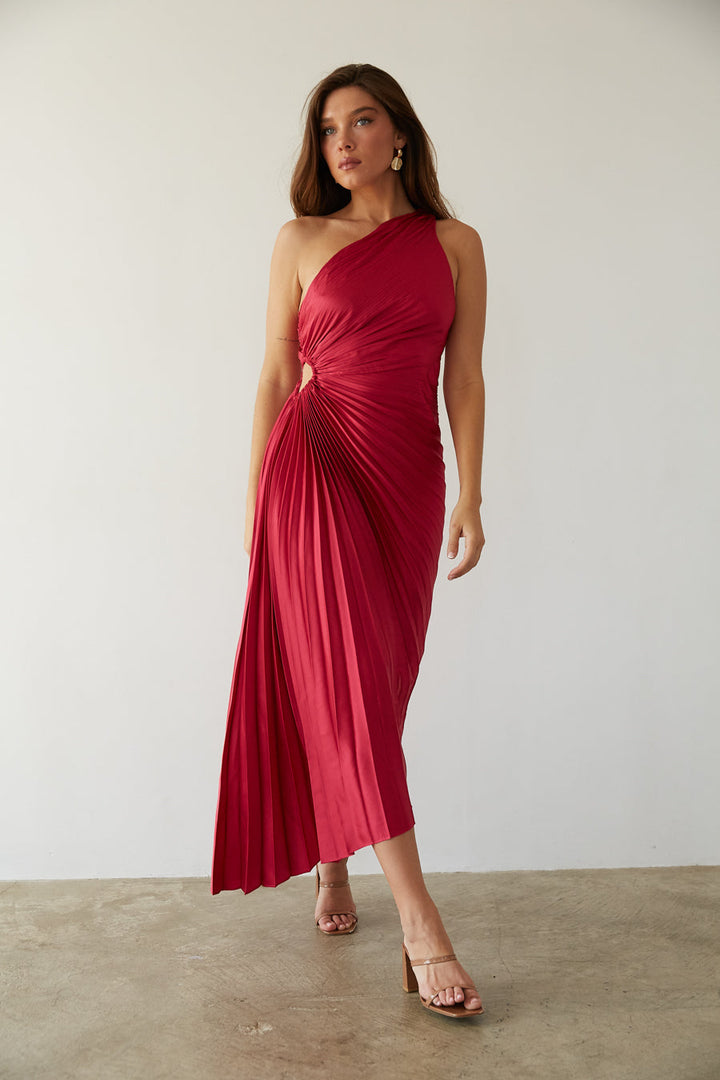 Billy Joan | Robe midi plissée à une épaule