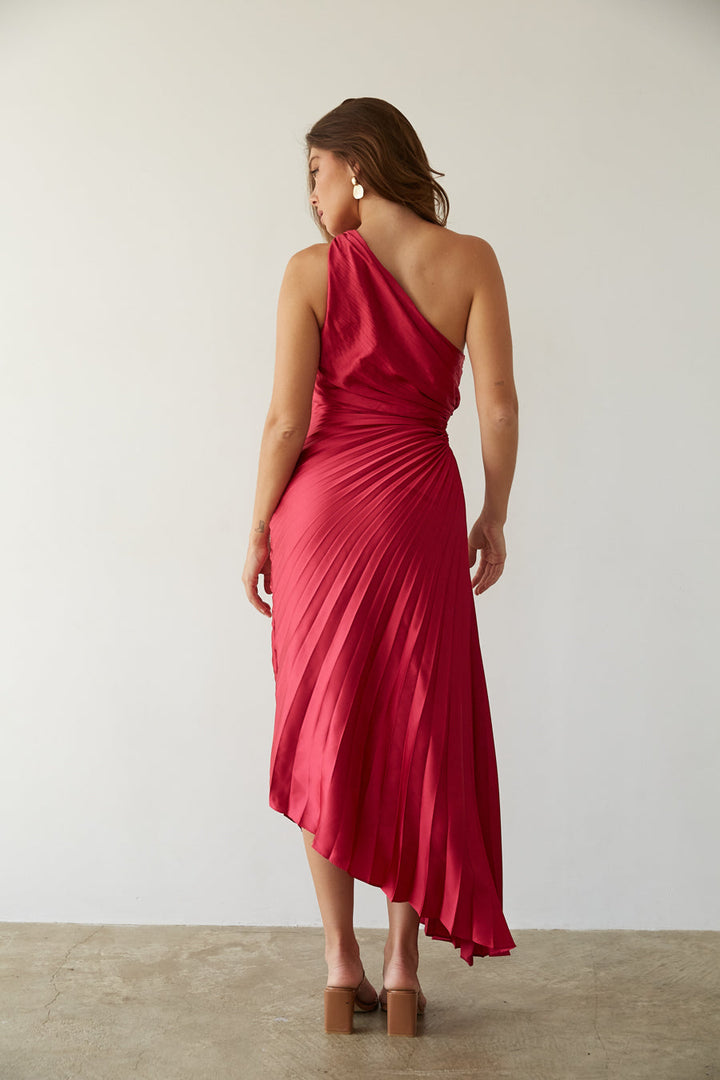 Billy Joan | Robe midi plissée à une épaule